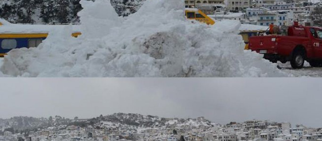 Χωρίς ρεύμα και νερό τα νησιά λόγω της σφοδρής χιονόπτωσης (φωτό, βίντεο)